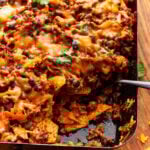walking taco casserole missing a scoop.