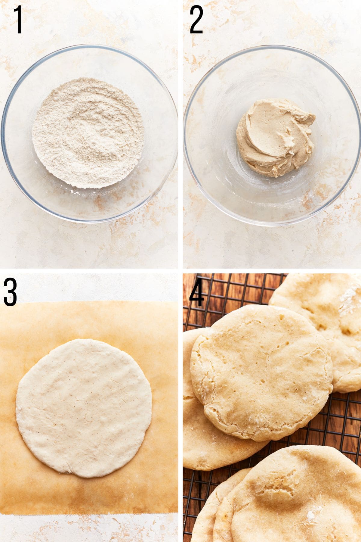 step by step photos for how to make gluten free pita bread