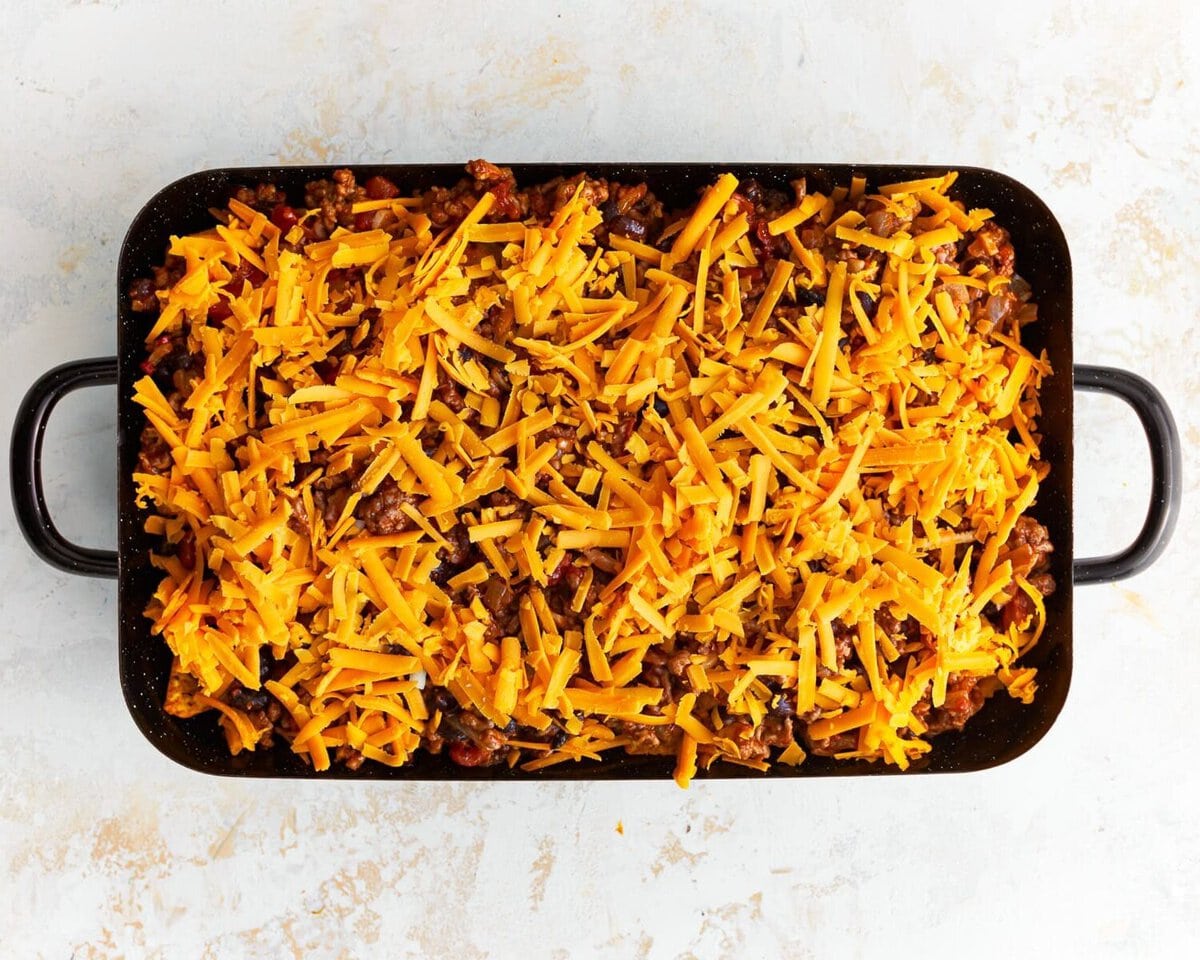 Walking taco casserole unbaked.