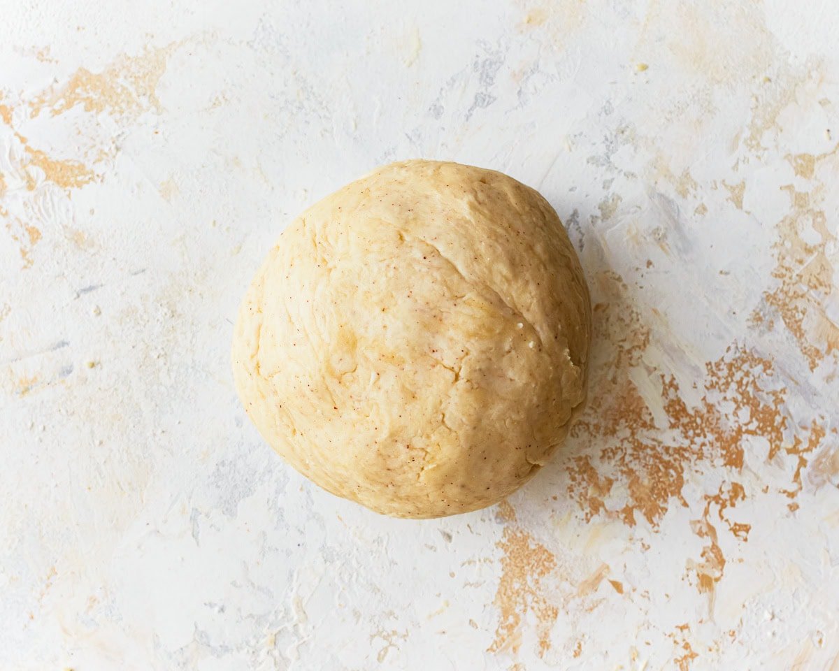A ball of gluten-free ritz cracker dough.