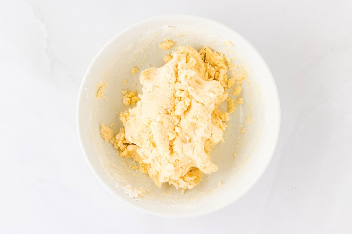 gluten-free egg roll wrapper dough in white bowl