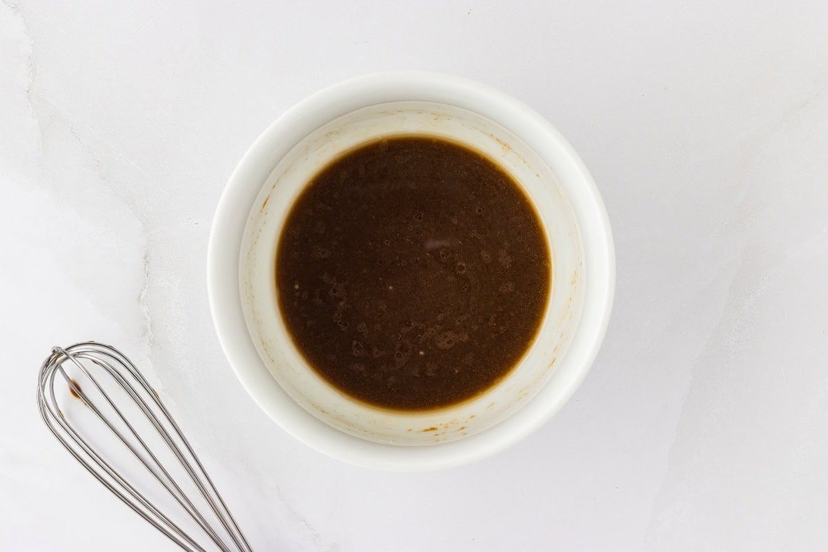 soy sauce mixture in white bowl