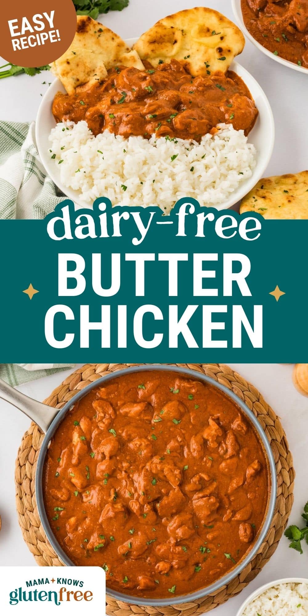 dairy-free butter chicken recipe pin image