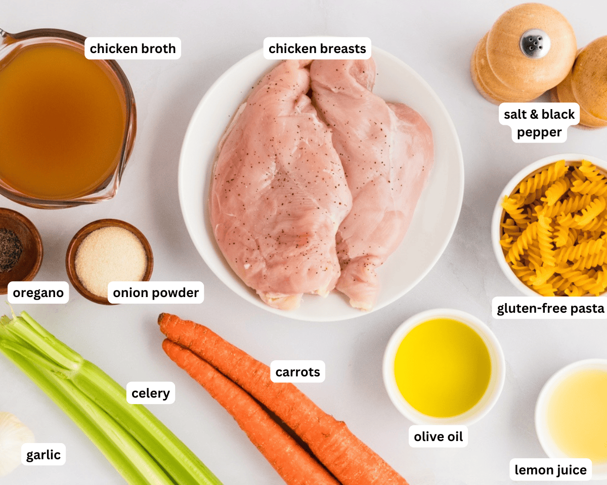 Gluten-free chicken noodle soup ingredients