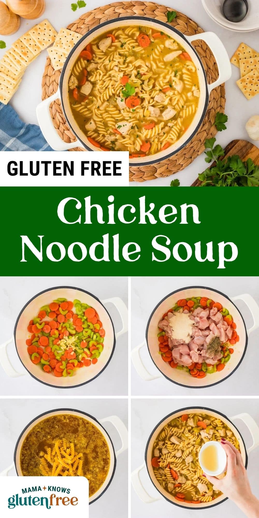 gluten-free chicken noodle soup pin image