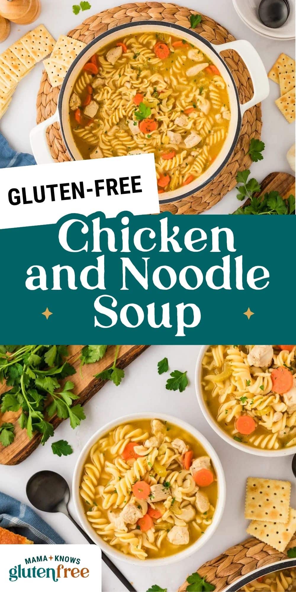 gluten-free chicken noodle soup pin image