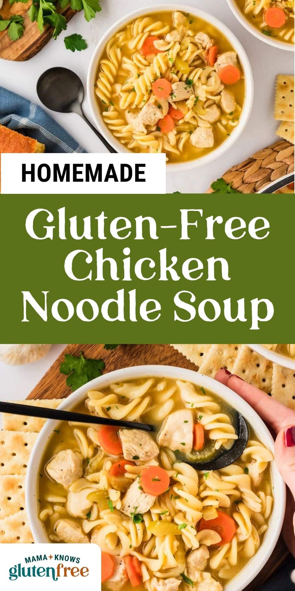 gluten-free chicken noodle soup pin image