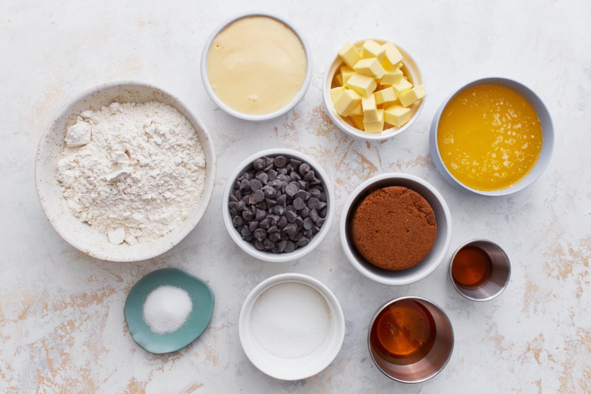 ingredients to make gluten-free millionaire shortbread