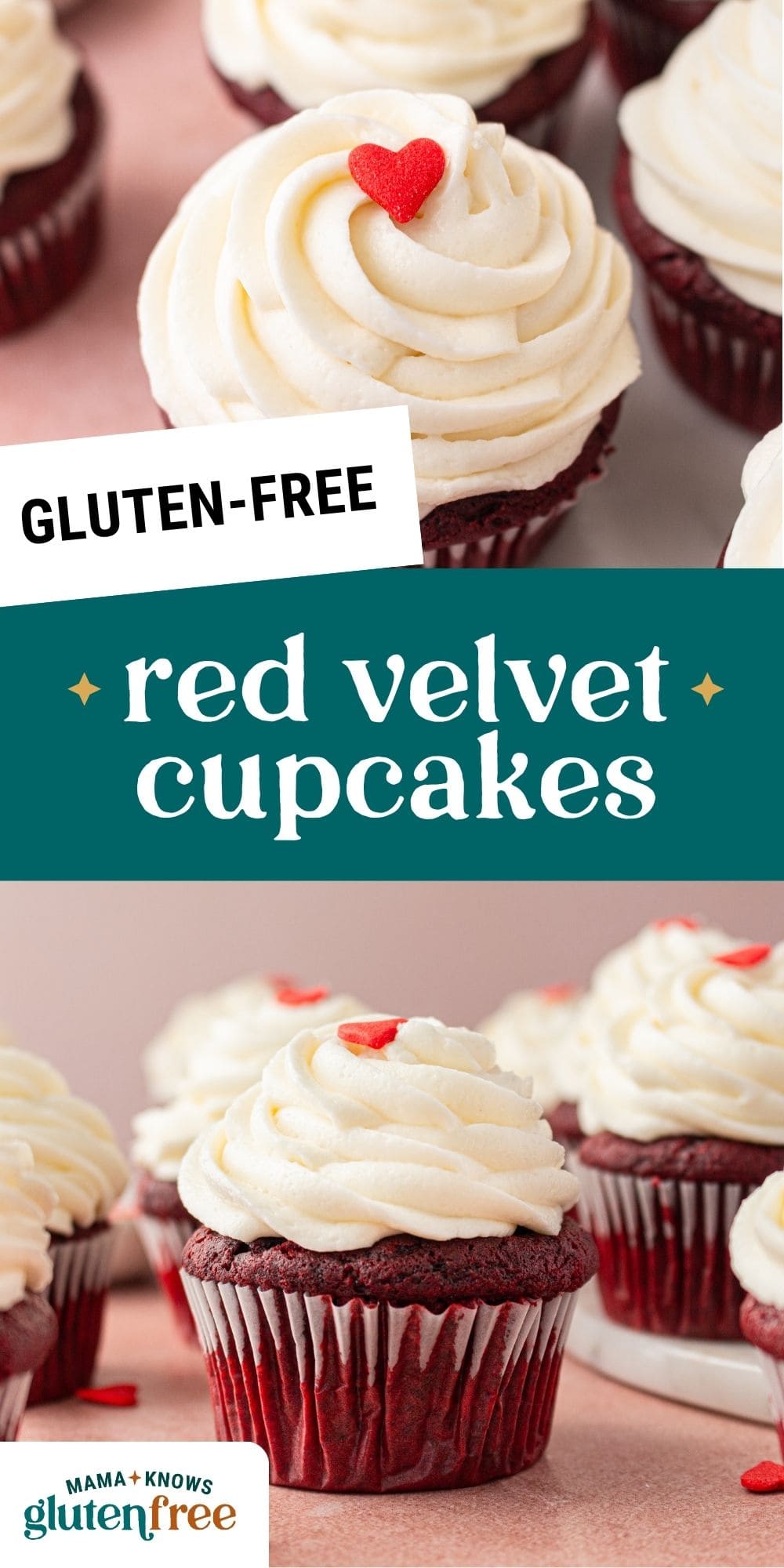 gluten free red velvet cupcakes pin image