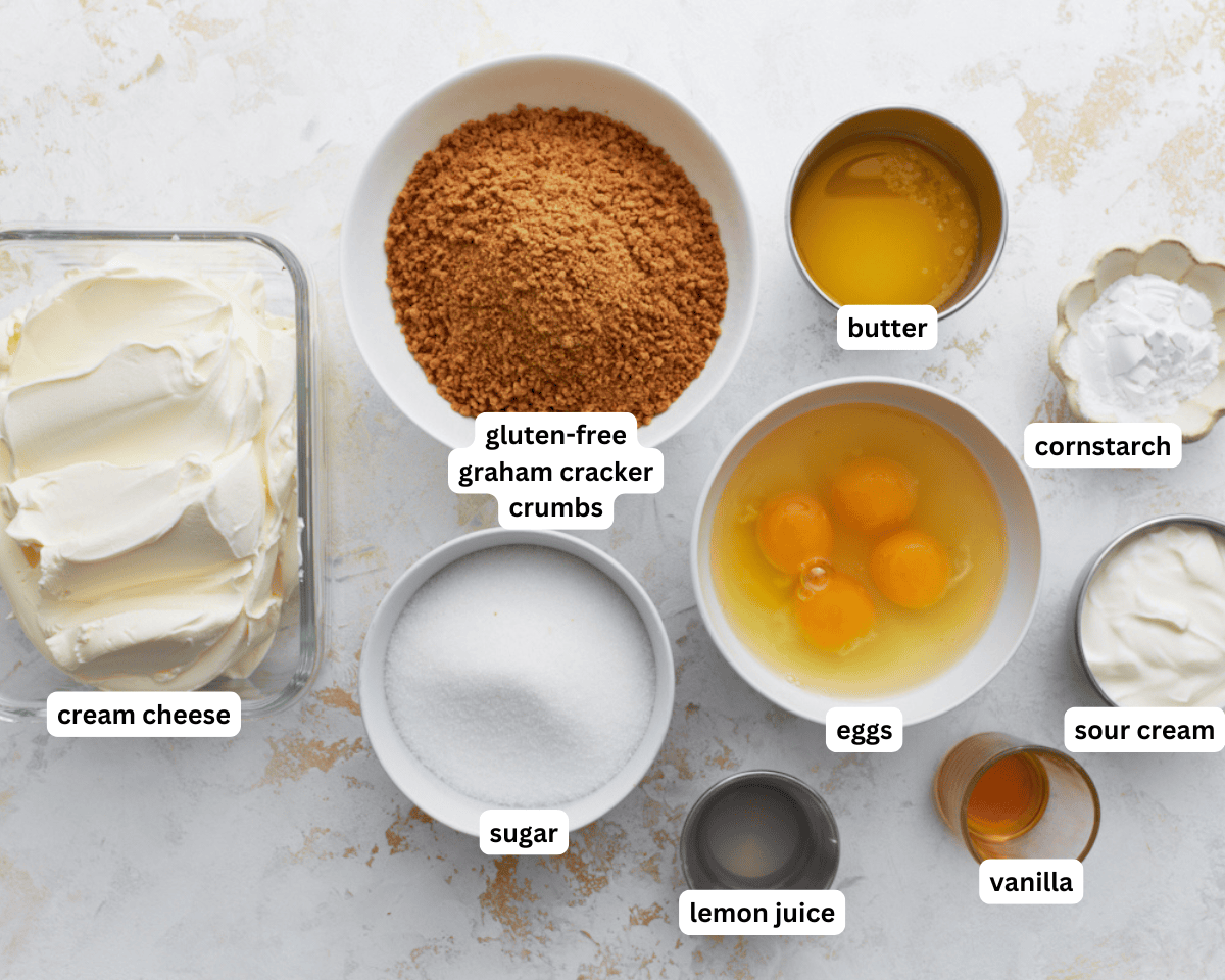 Gluten-free cheesecake ingredients