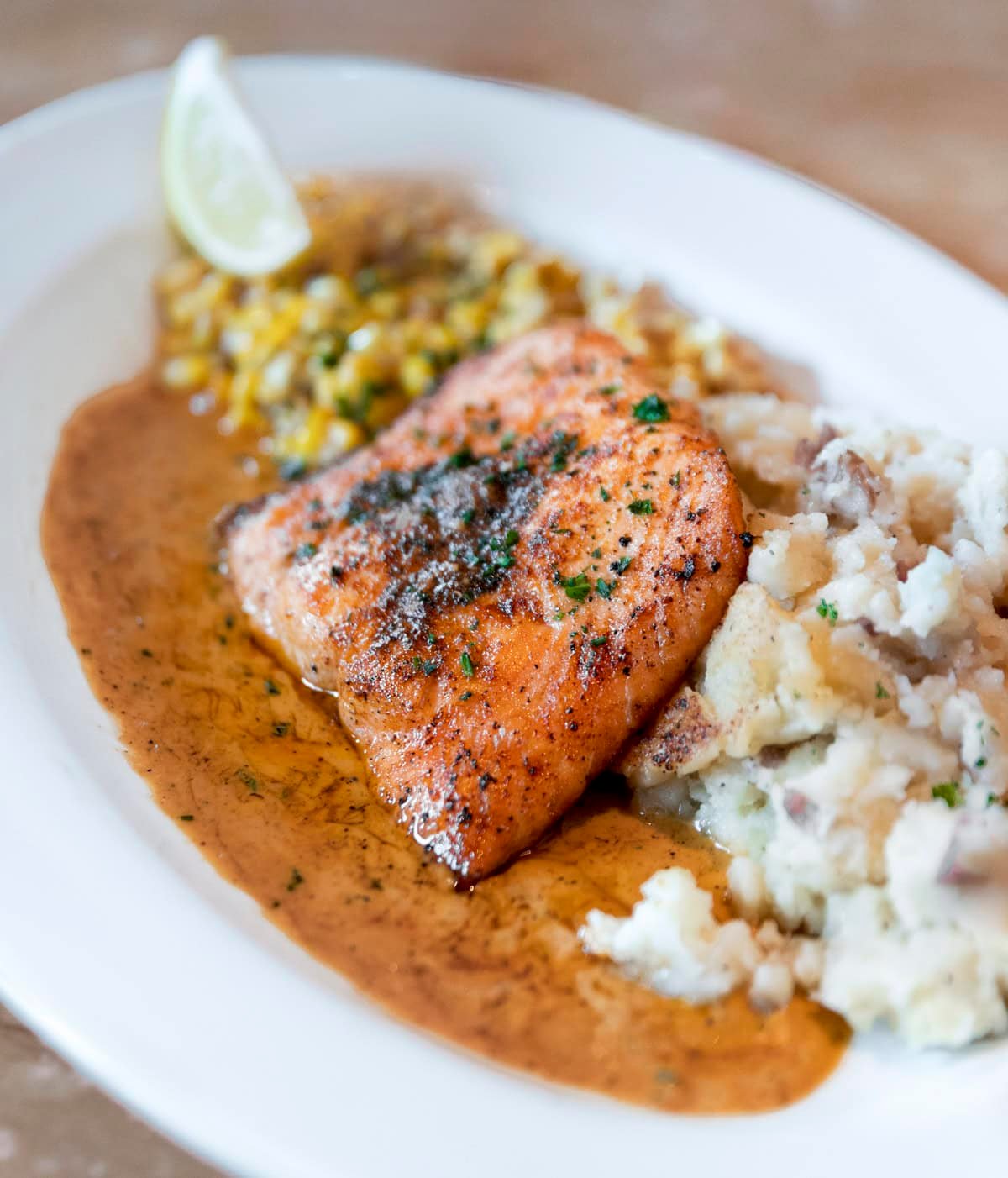 Fresh Grilled Salmon with Corn Succotash