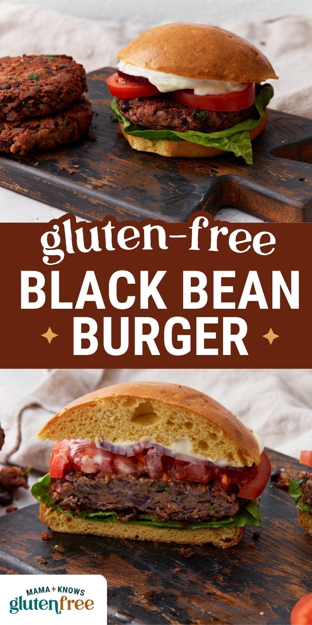 gluten-free black bean burger pin image