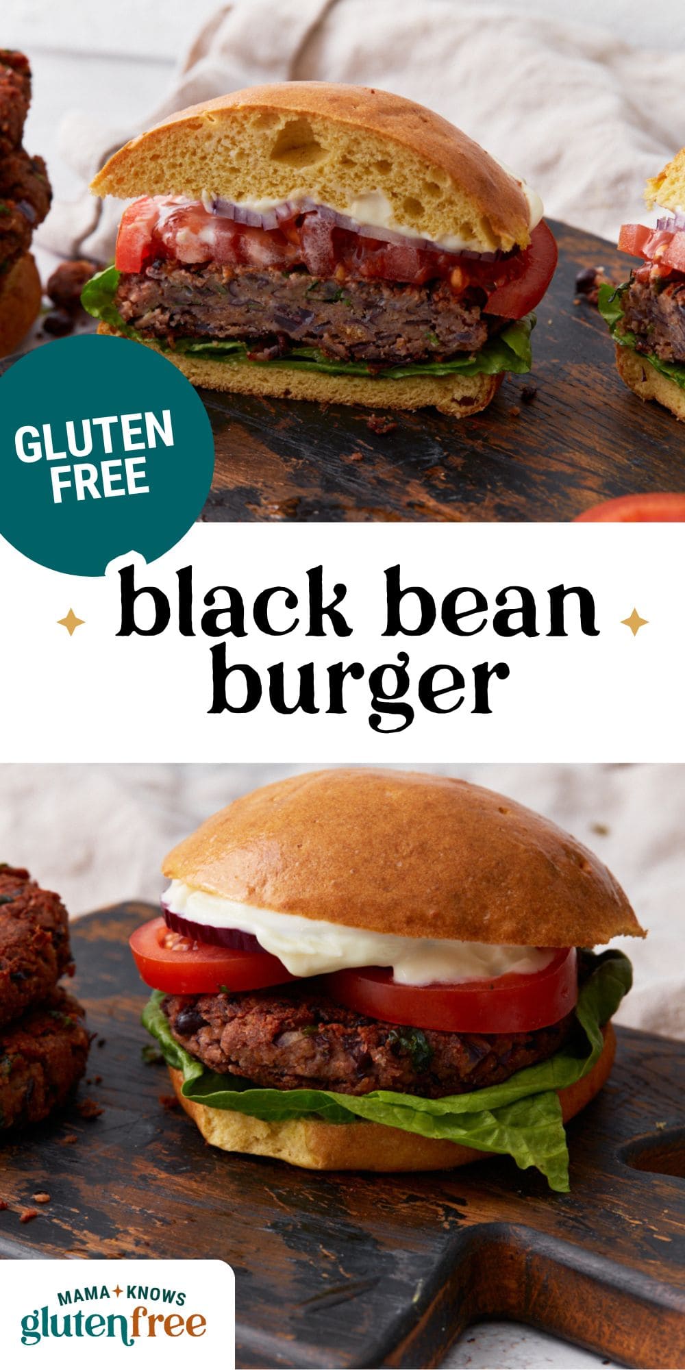 gluten-free black bean burger pin image
