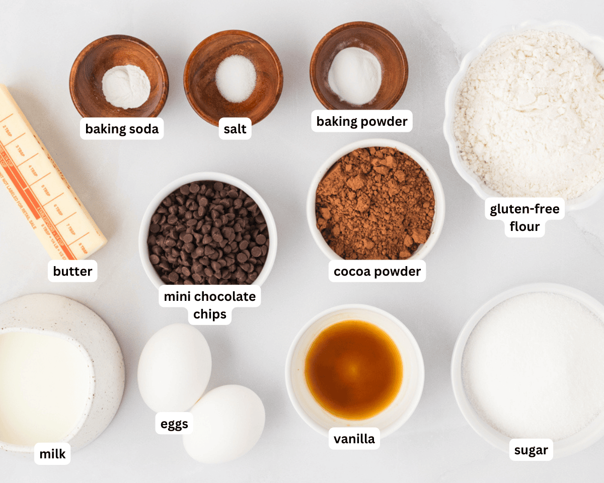 Gluten-free double chocolate muffins ingredients