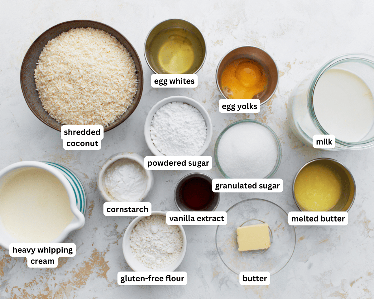 Gluten-free coconut cream pie ingredients
