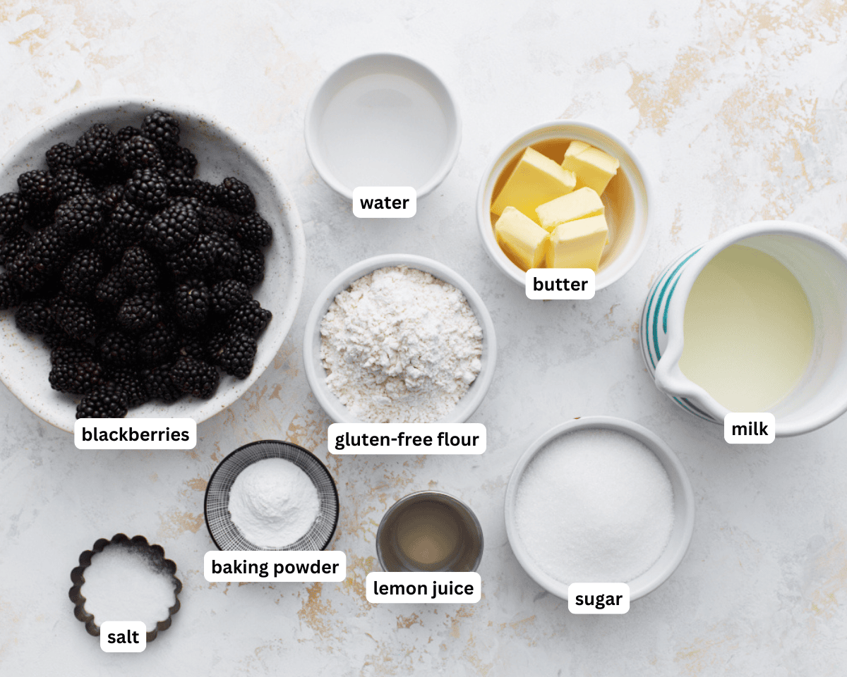 Gluten-free blackberry cobbler ingredients