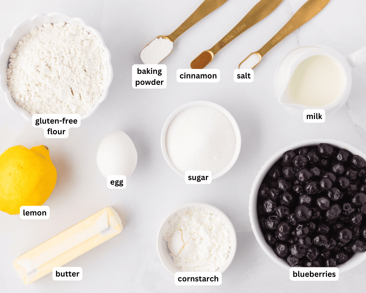 Gluten-free blueberry cobbler ingredients
