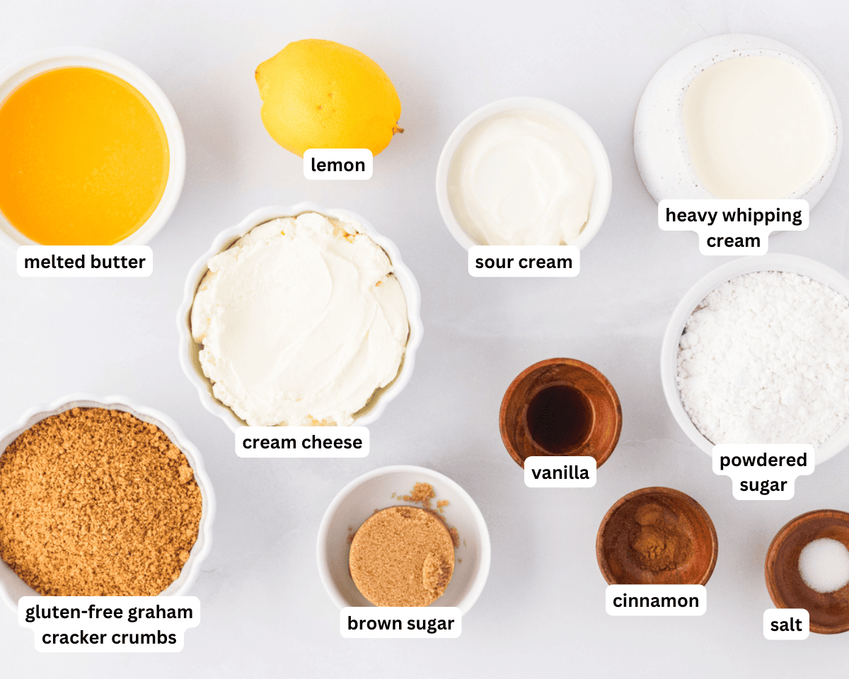 Gluten-free no-bake cheesecake ingredients