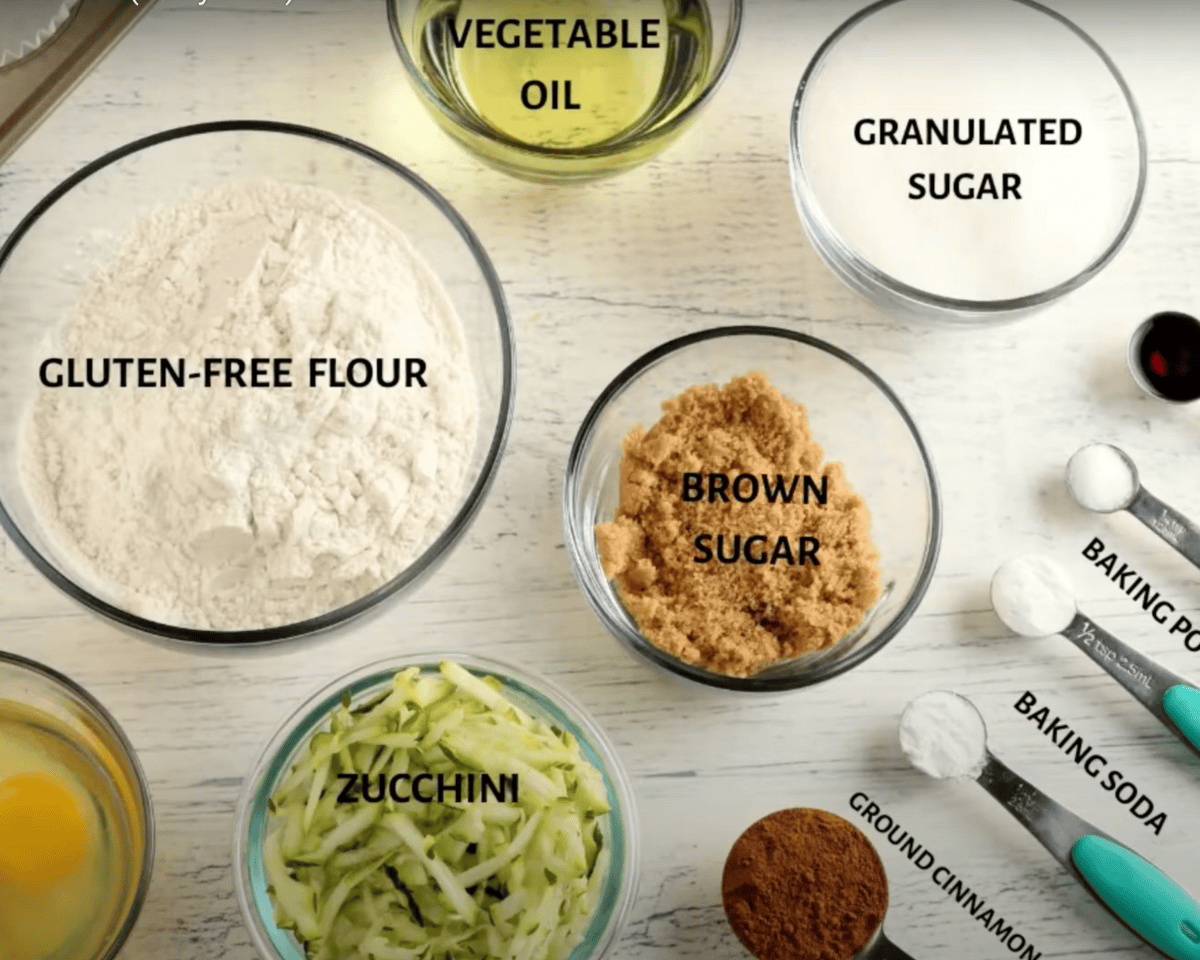 Gluten-free zucchini muffins ingredients