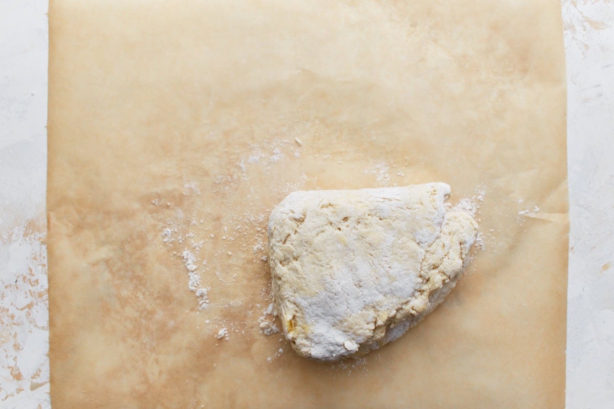 The biscuit dough folded over itself again to create flaky layers.