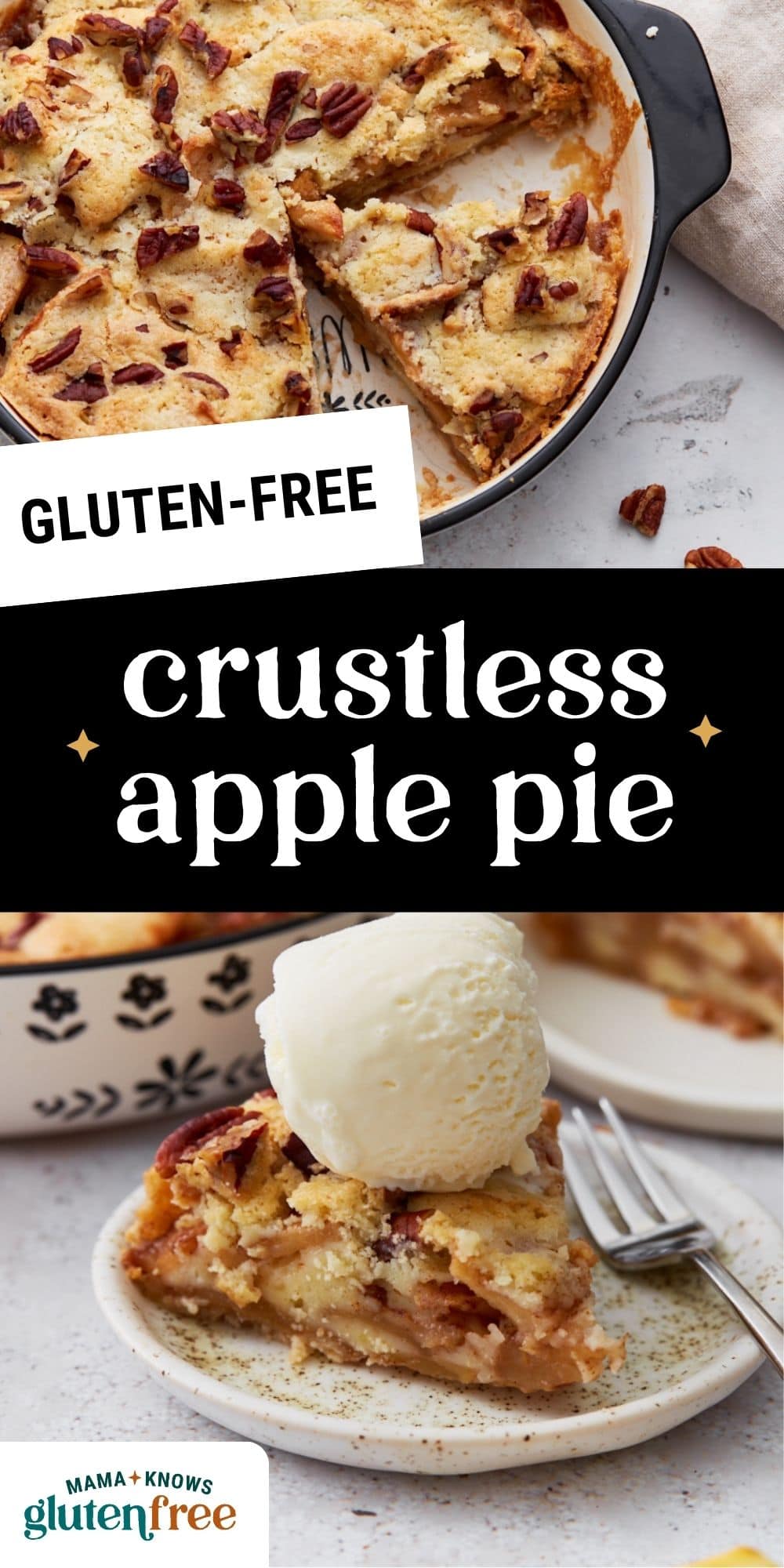 crustless apple pie pin image