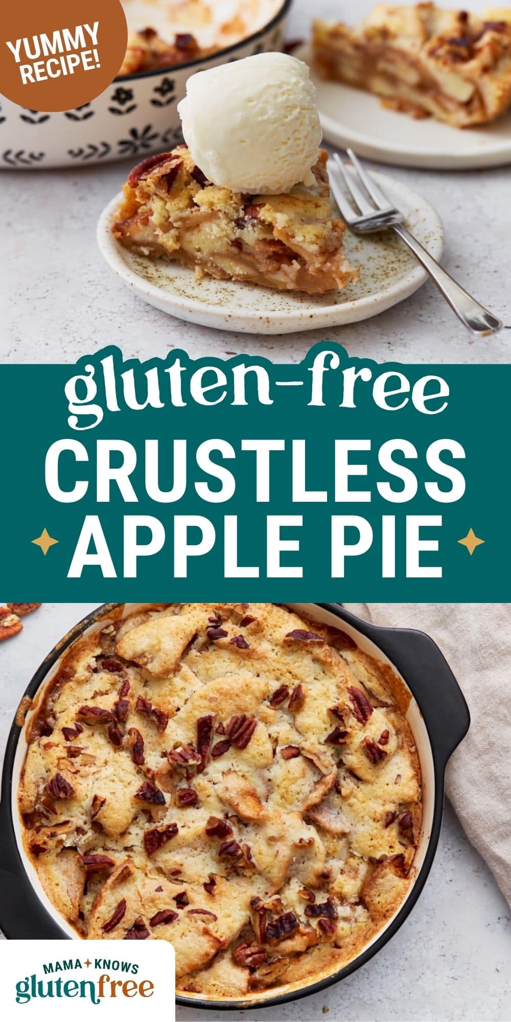 crustless apple pie pin image