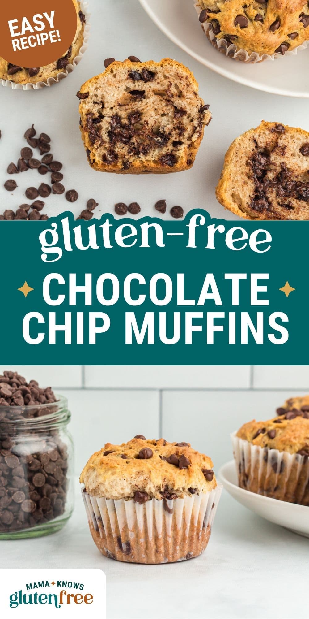 gluten free chocolate chip muffins pin image