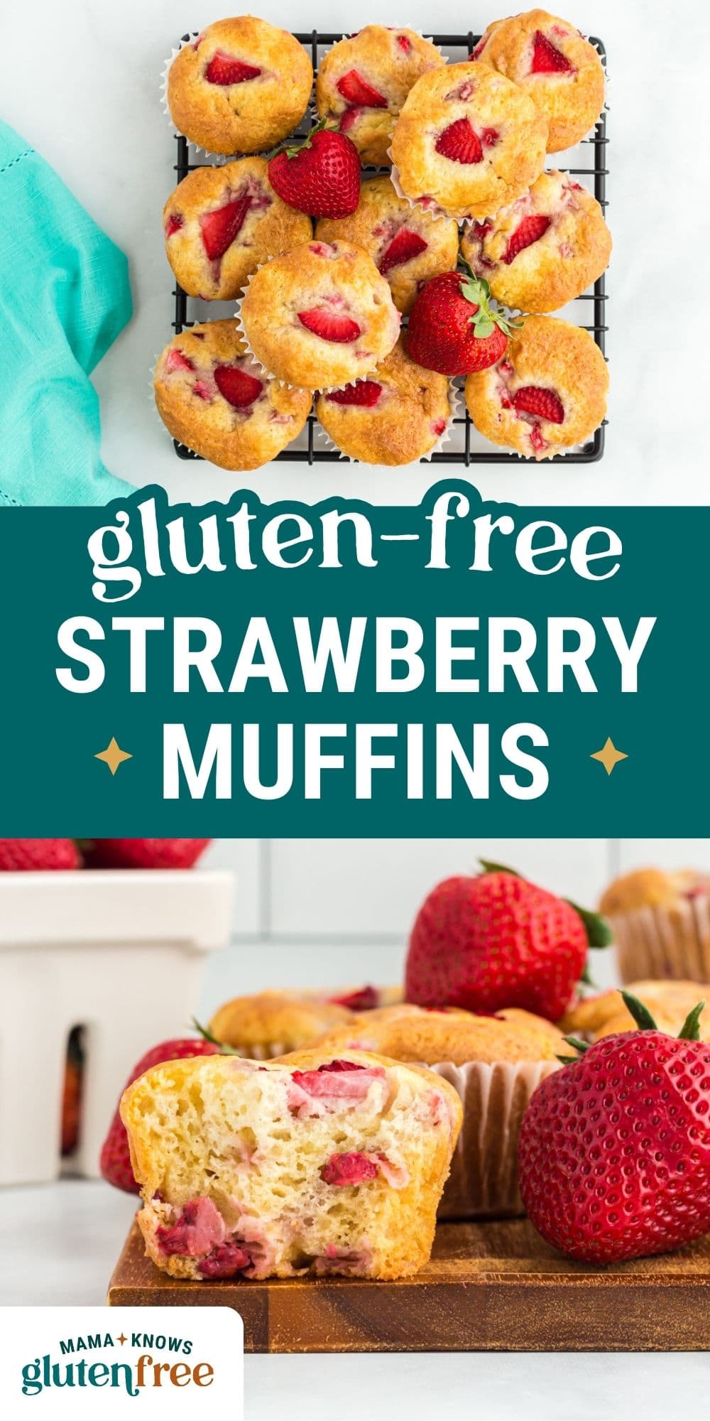 gluten free strawberry muffins pin image