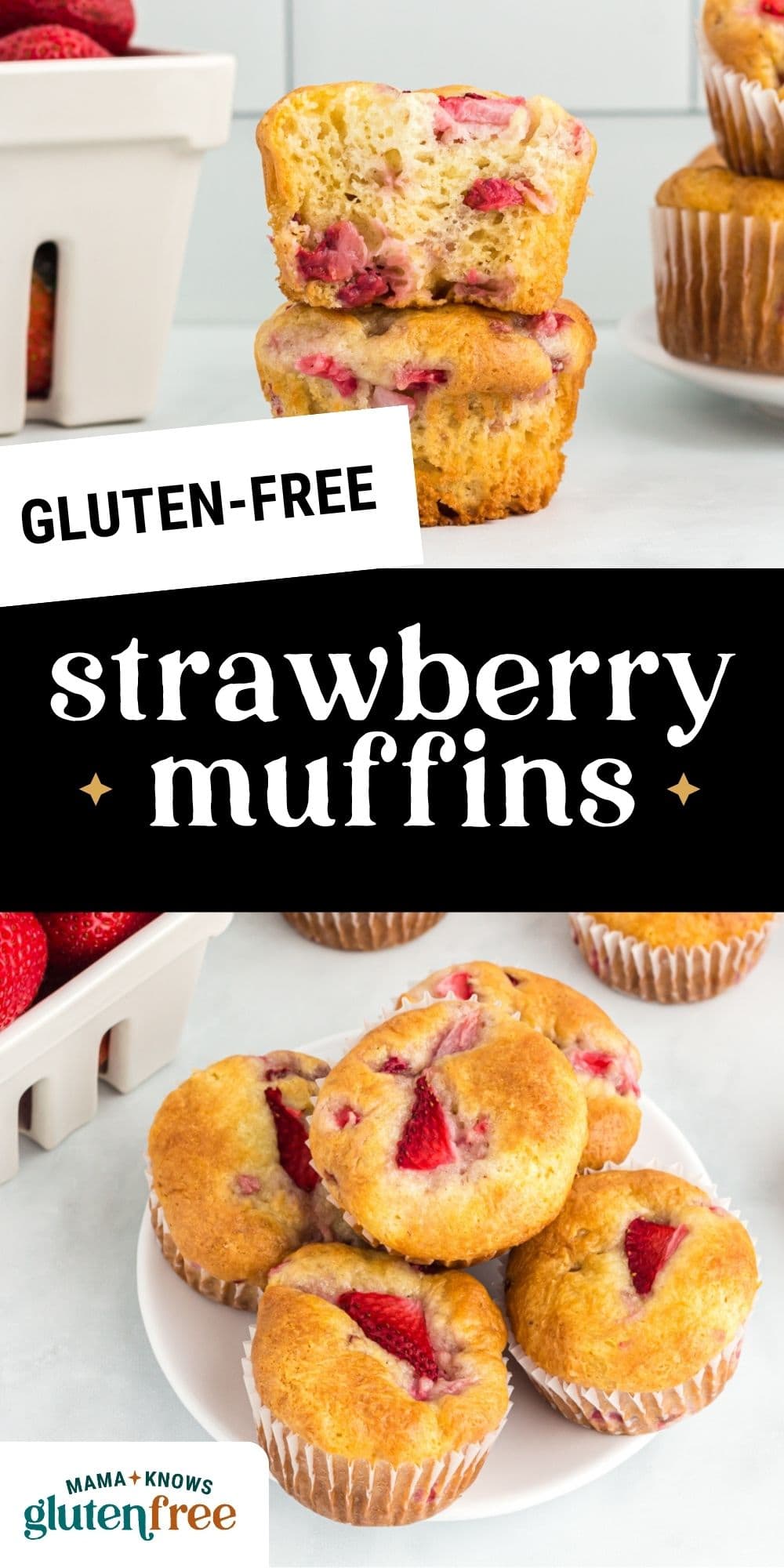 gluten free strawberry muffins pin image