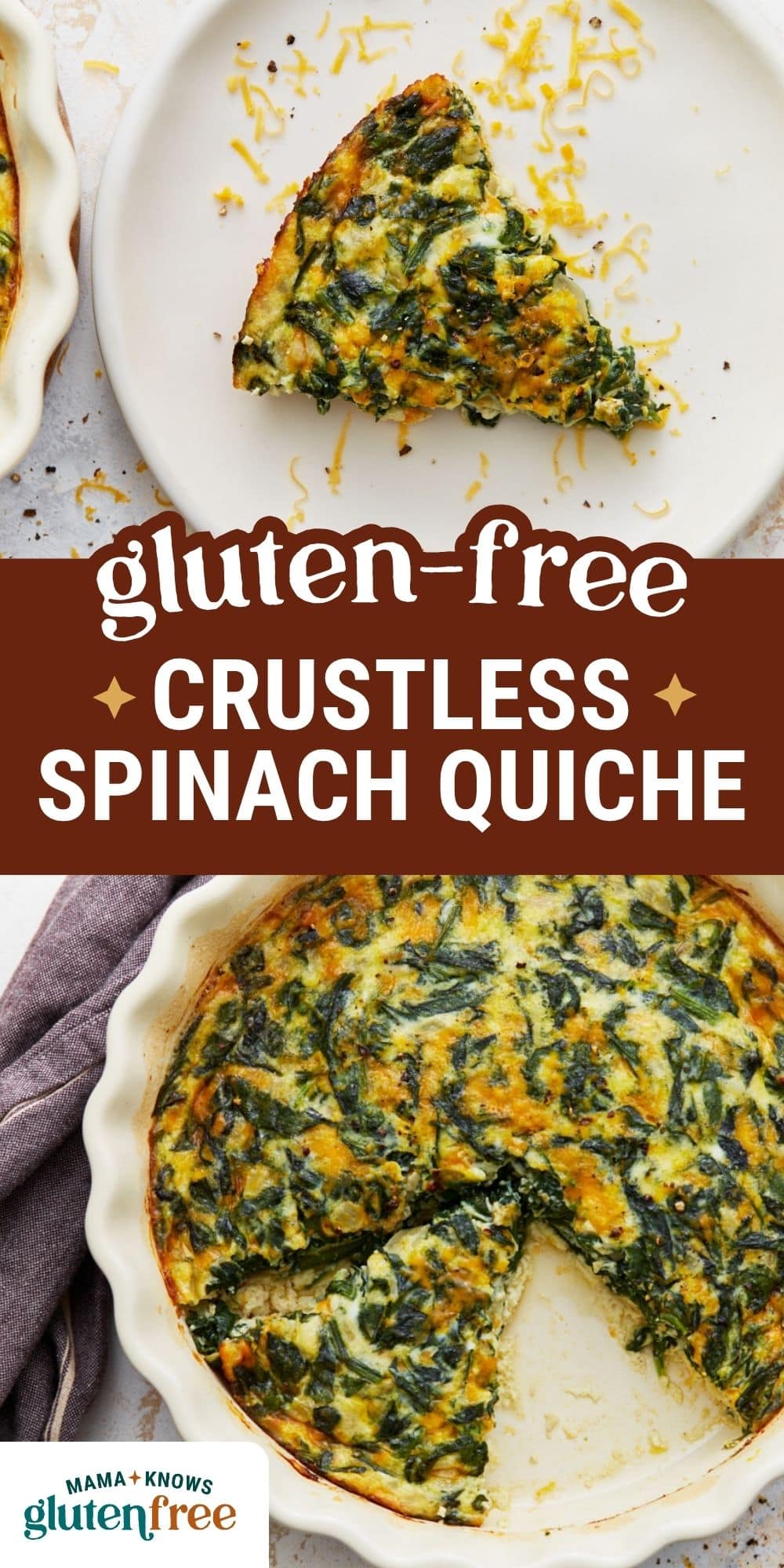 gluten free crustless spinach quiche pin image