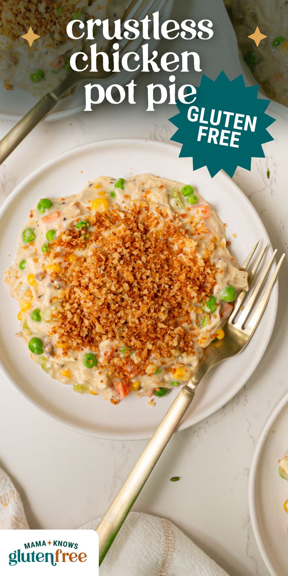 gluten free crustless chicken pot pie pin image