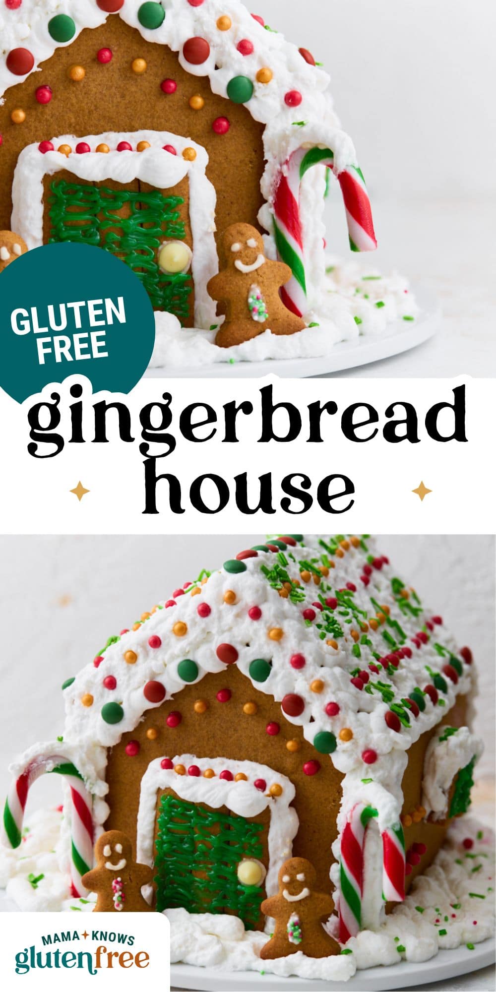 gluten-free gingerbread house pin image