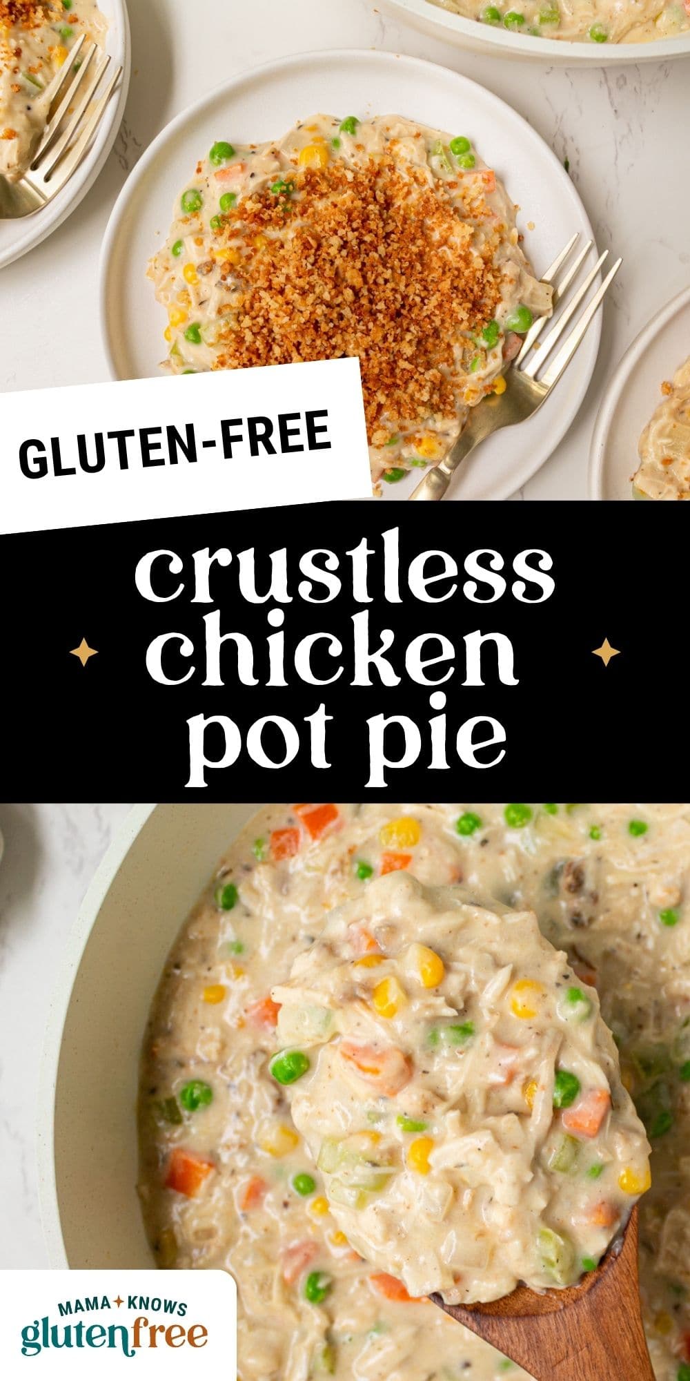 crustless chicken pot pie pin image