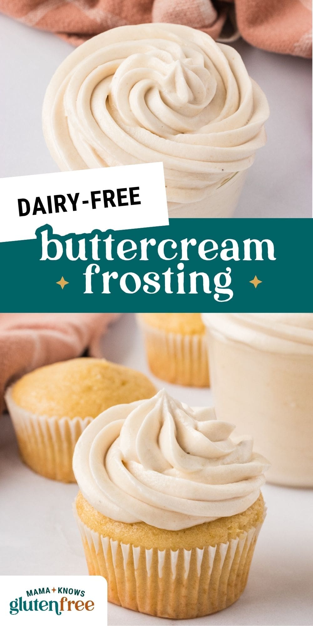 dairy free buttercream frosting pin image