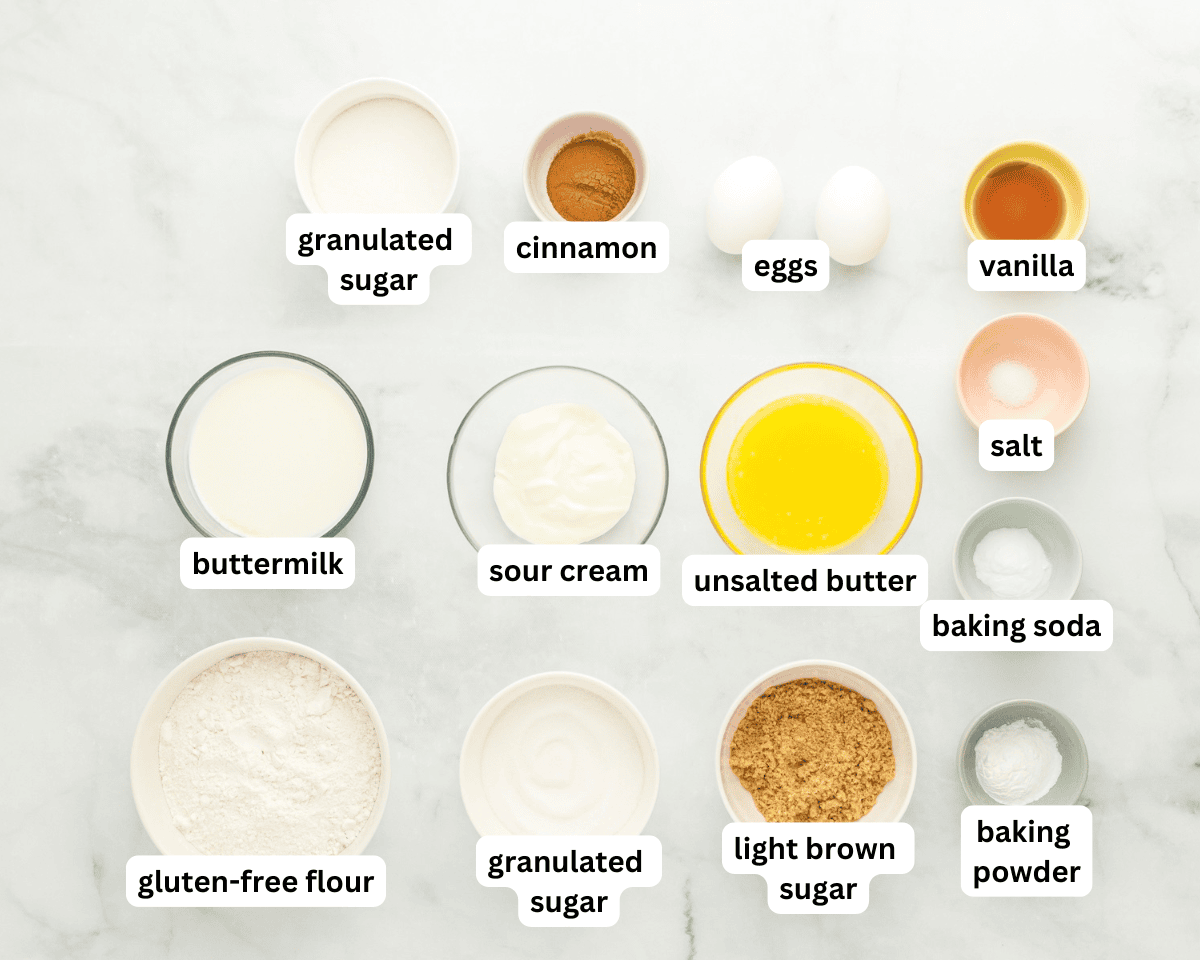 ingredients for gluten free cinnamon bread