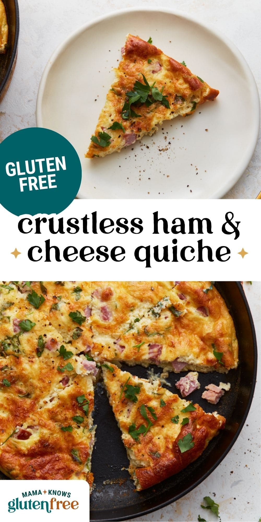 crustless ham and cheese quiche pin image