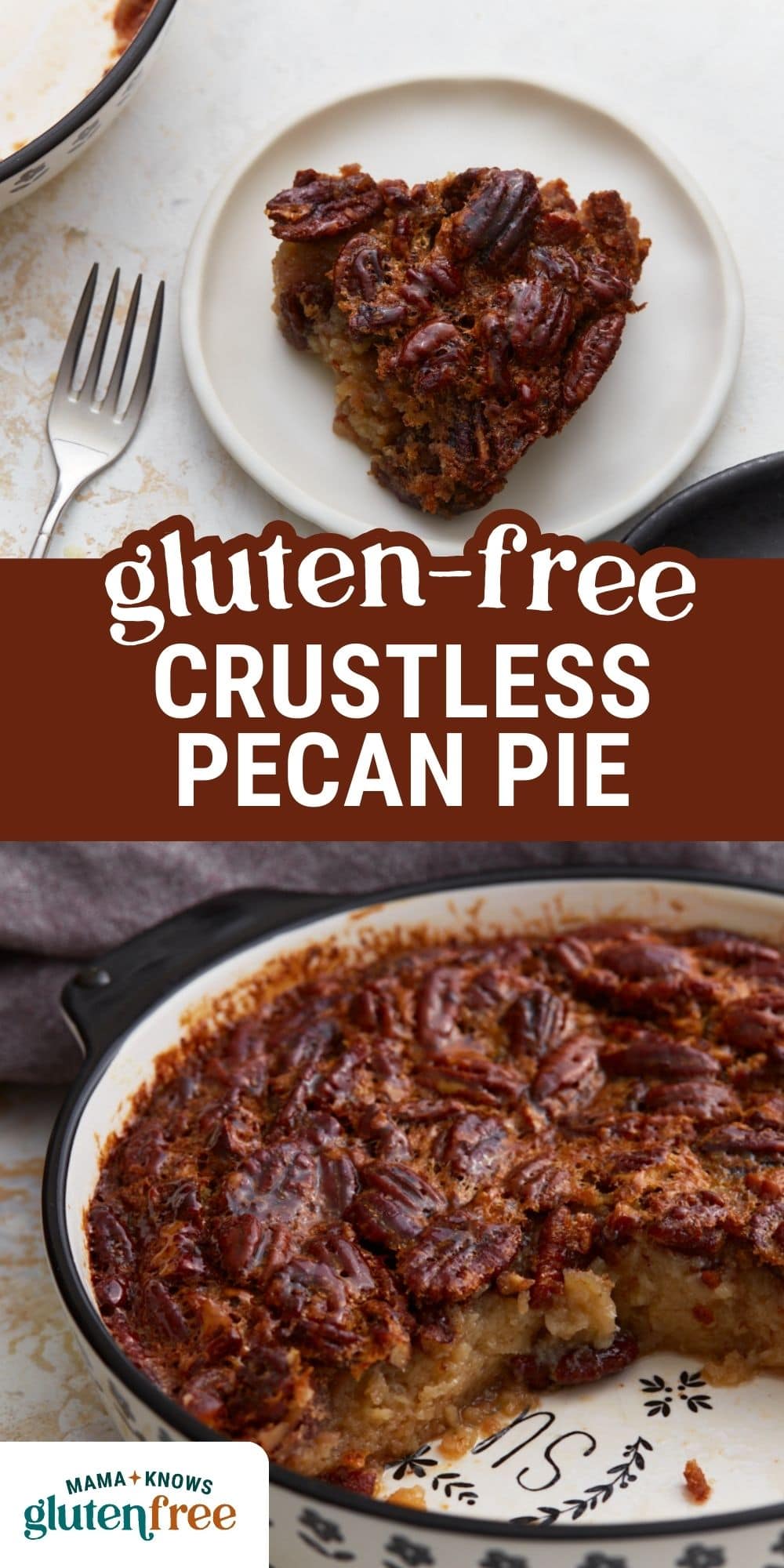 crustless pecan pie pin image