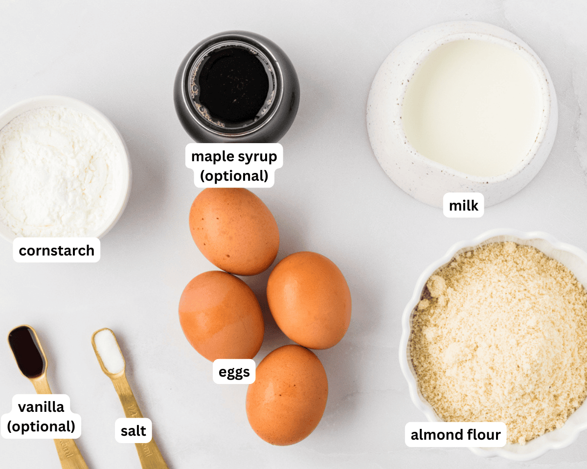 ingredients for almond flour crepes