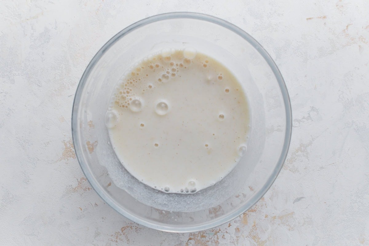 milk and flour whisked together in a bowl