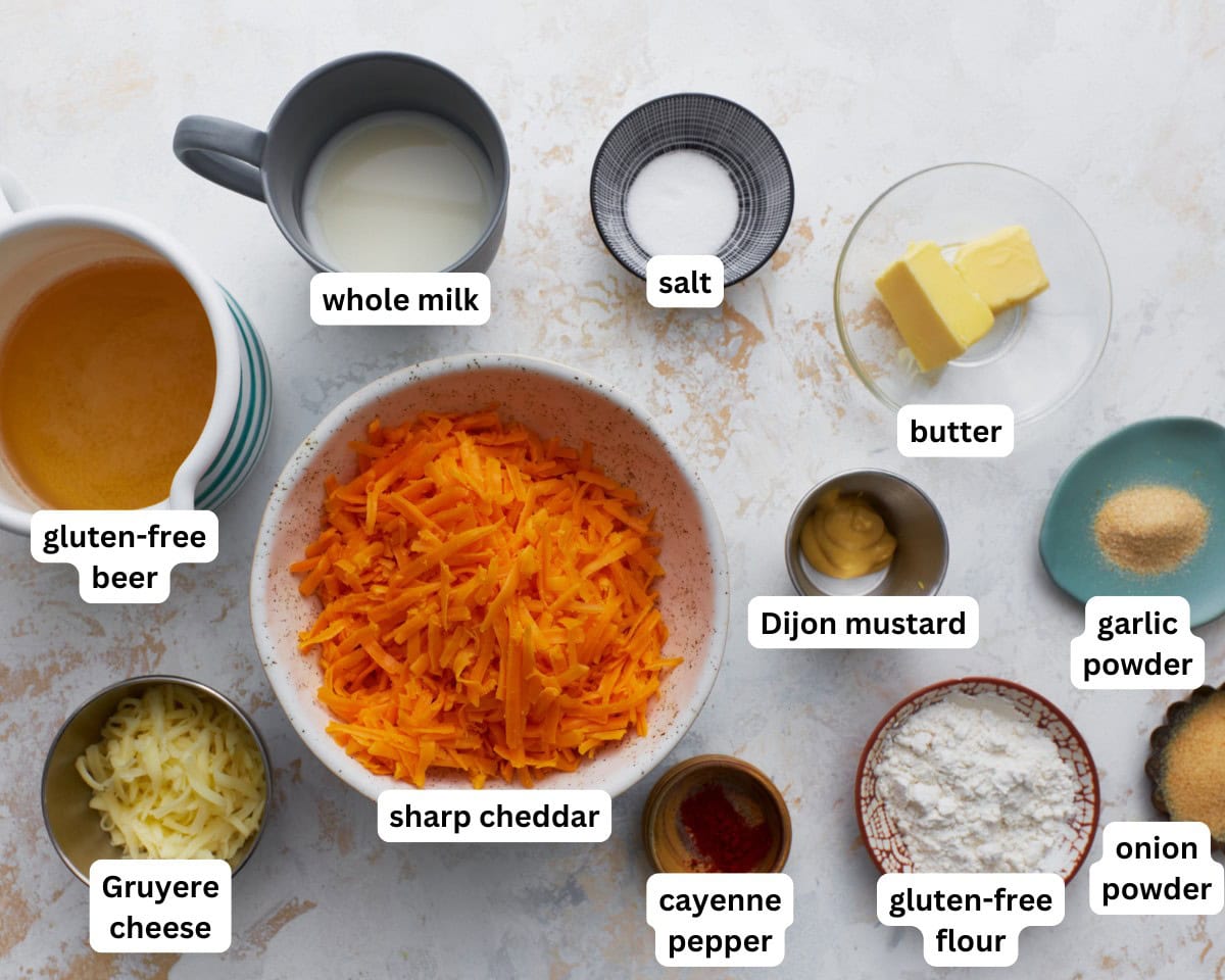 ingredients to make gluten free beer cheese sauce