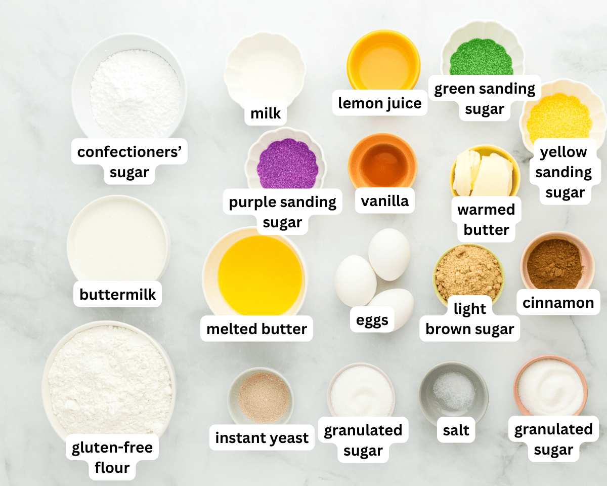 ingredients to make gluten free king cake