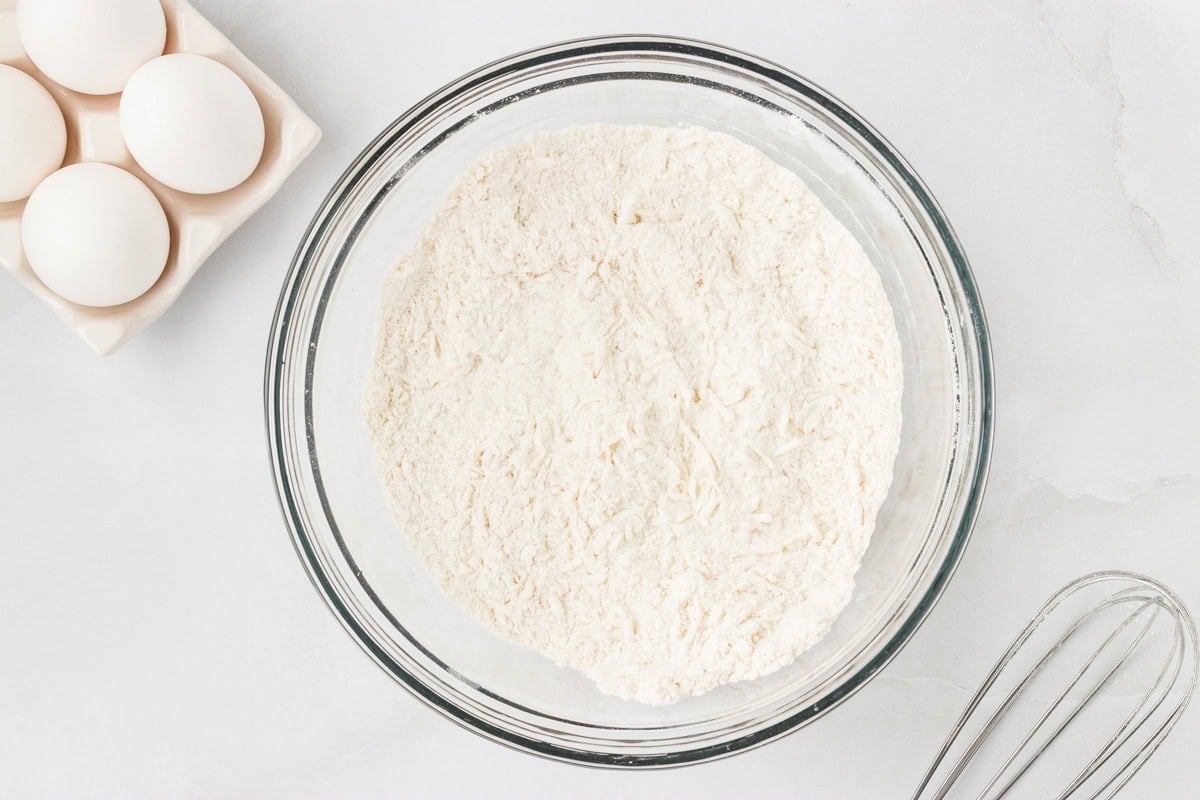 dry ingredients mixed together for gluten free coconut cake