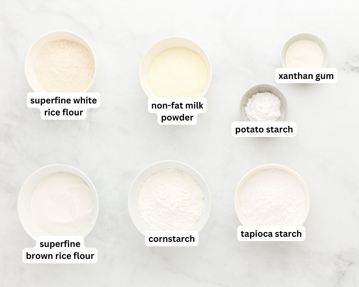 Homemade gluten-free flour blend ingredients
