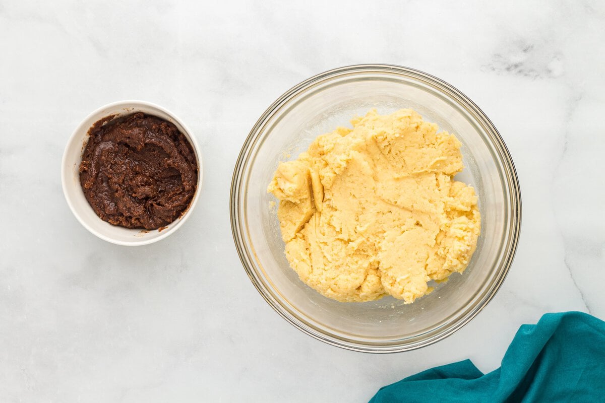 Combined fathead dough mixture with coconut flour before kneading