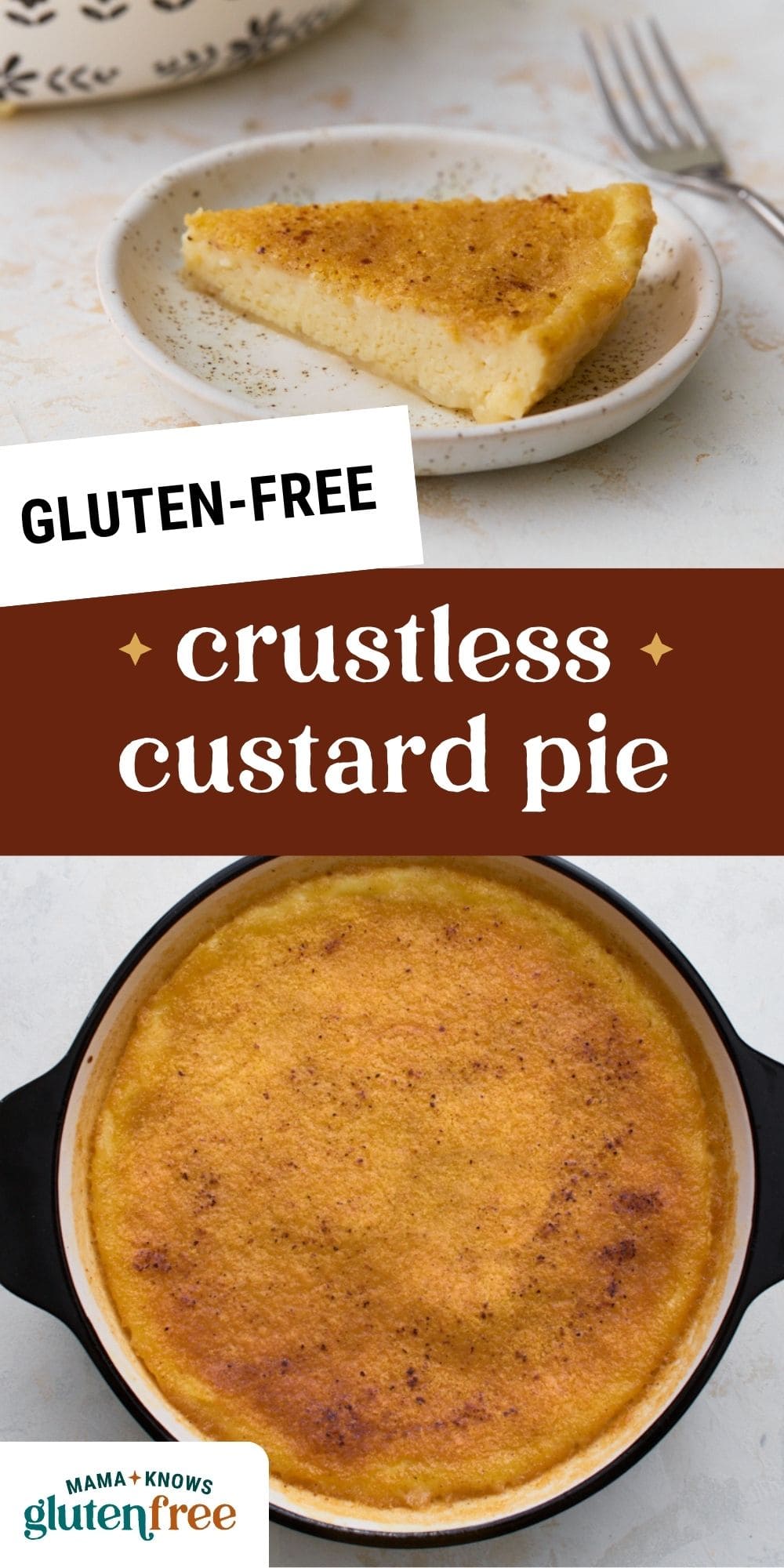 crustless custard pie pin image