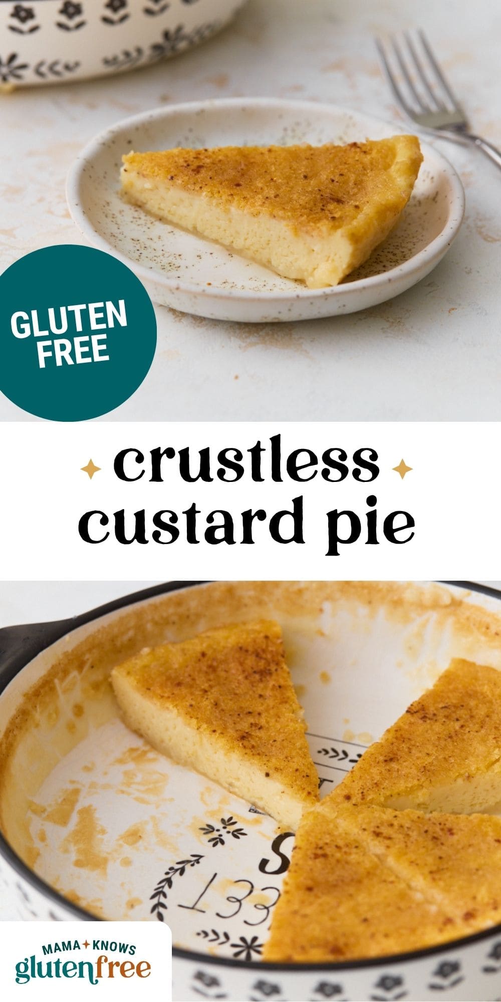 crustless custard pie pin image