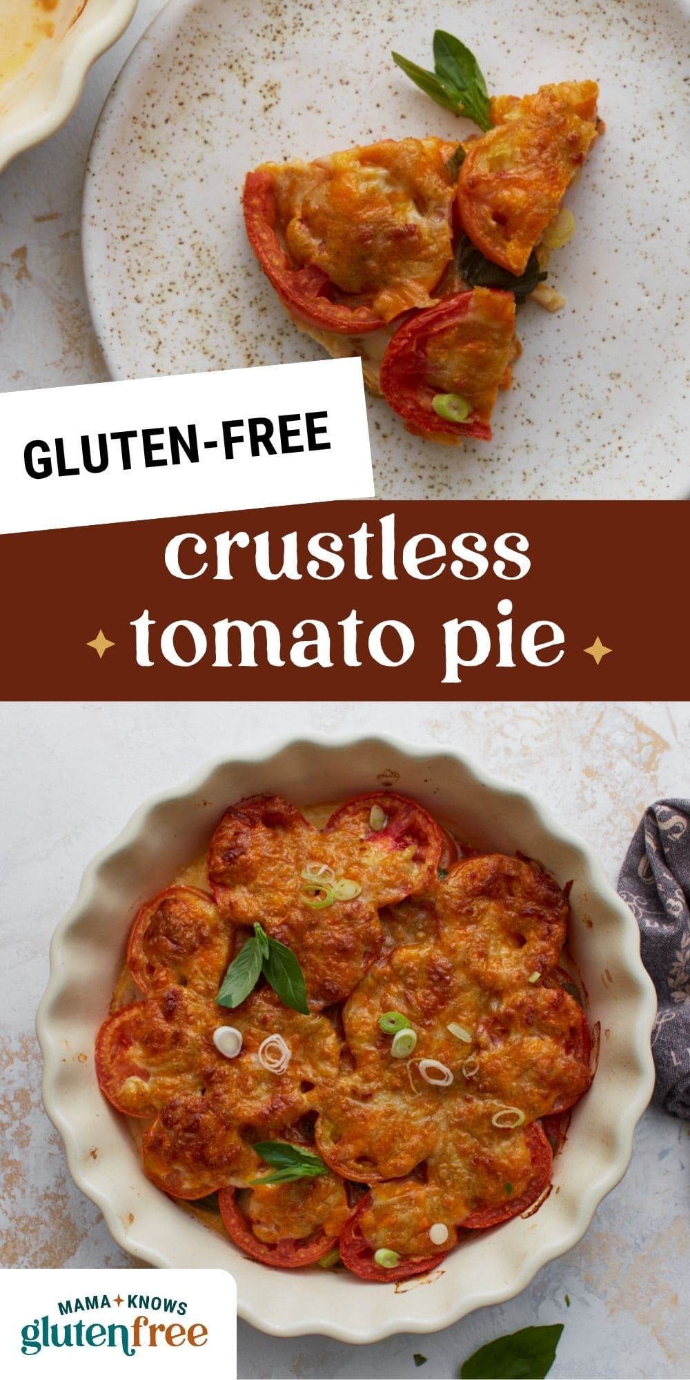 crustless tomato pie pin image
