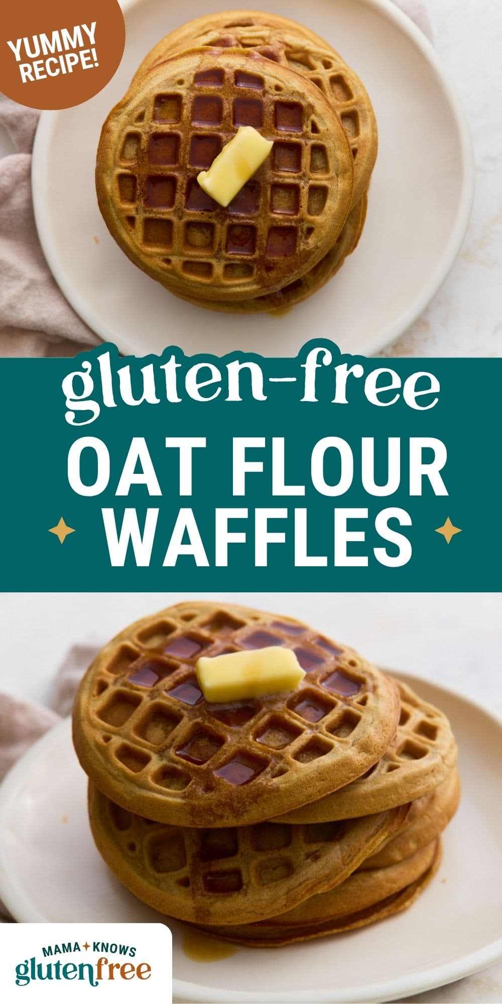 oat flour waffles pin image