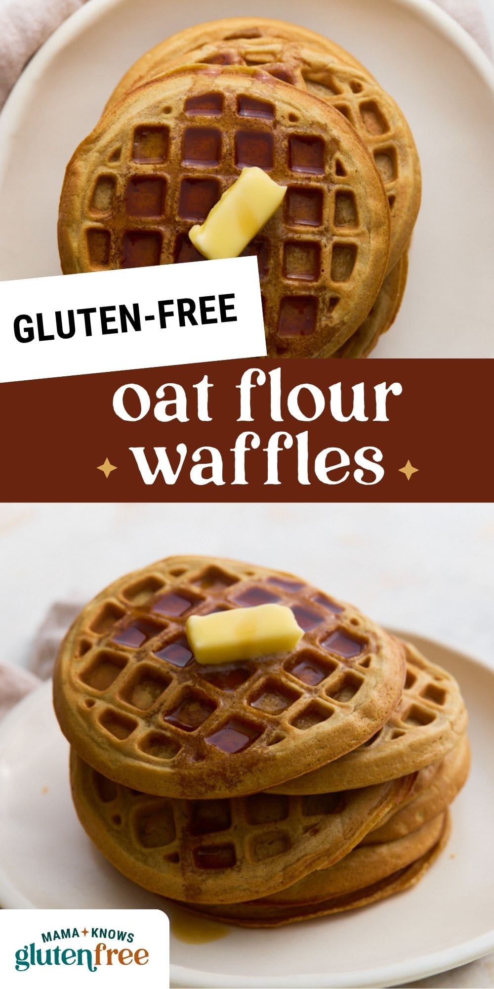 oat flour waffles pin image