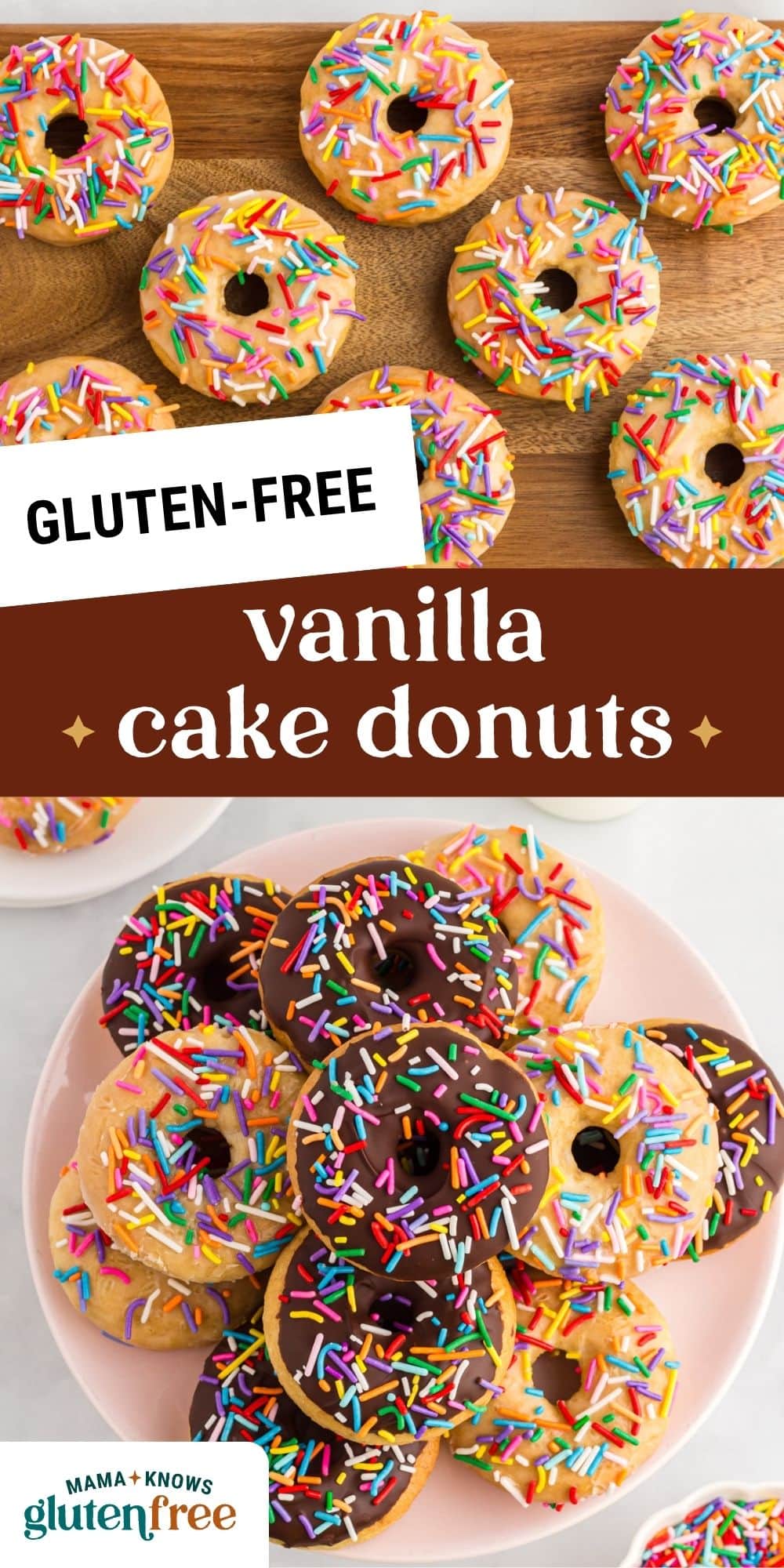 gluten-free vanilla cake donuts pin image